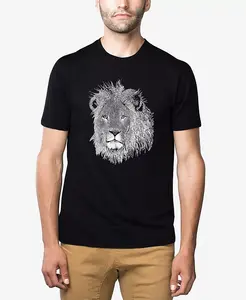 Мужская футболка Premium Blend с принтом Word Art Lion LA Pop Art, черный