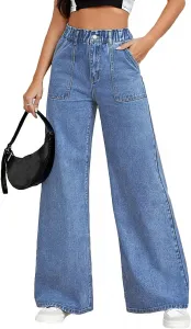 Широкие джинсы для женщин casual high waisted stretchy baggy