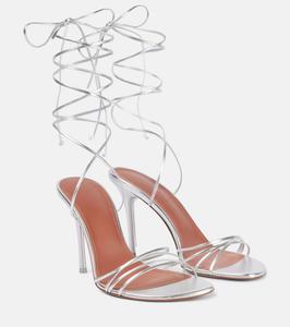 Лори 95 сандалии из металлизированной кожи Amina Muaddi, Silver