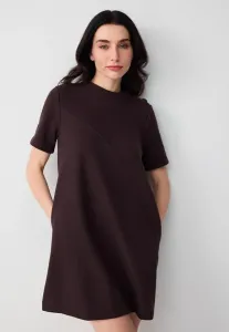 Мягкое фактурное мини-платье-комбинезон с пуговицами на плечах Jimmy Key, Bitter Brown