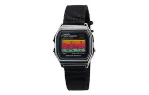 CASIO Мужские часы Retrofit Series с кварцевым механизмом и нейлоновым ремешком, черный циферблат