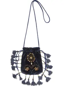 Клатч с украшением и кисточками MALIPARMI, синий