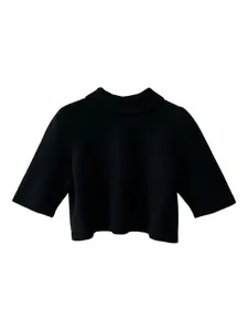 Джемпер с высоким воротником и короткими рукавами Alaïa, черный