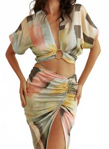 Топ Clara с абстрактным принтом в оттенках реки JBQ, River Abstract