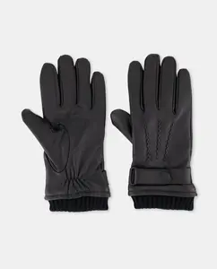 Мужские кожаные перчатки с кнопкой Dustin, черный