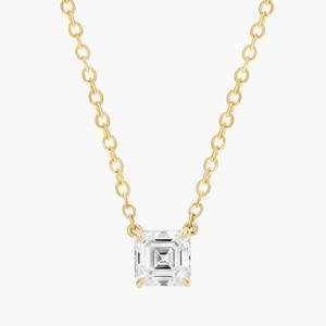 Подвеска-солитер с выращенным в лаборатории бриллиантом Asscher Cut из 14-каратного желтого золота (1/2 карата, два карата - FG / VS2-SI1) Blue Nile