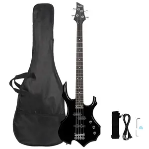 Doba Электрогитара Glarry Burning Fire Bass, полный размер, 4 струны, инструмент для натяжки струн, черная