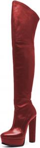 FSJ сексуальные ботфорты выше колена с высокой платформой и толстым каблуком, эластичная кожа, размер 4-15 US, Red