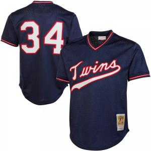 Мужская футболка Mitchell & Ness Kirby Puckett Navy Minnesota Twins 1985 Authentic Cooperstown Collection, сетчатый тренировочный трикотаж для ватина