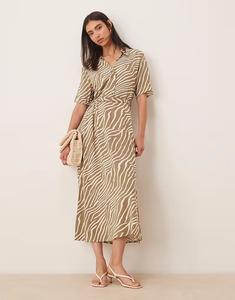 Платье-рубашка миди JDY с завязкой на талии и принтом зебры