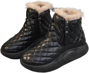 Женские зимние ботинки для снега, водонепроницаемые короткие ботинки с искусственным мехом, удобные женские ботинки для улицы Soft time TOY, Black