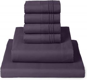 Mellanni Комплект постельного белья California King, 6 предметов, глубина кармана 40 см, микрофибра с начесом, охлаждающий, фиолетовый