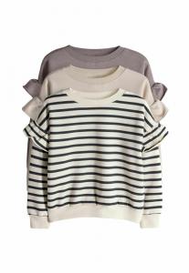 Толстовка THE SET 3 PACK RELAXED FRILL SLEEVE, Brown/Cream Stripe/White