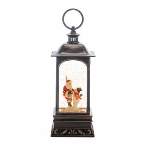 Фонарь-шар светодиодный Melrose International с Санта-Клаусом и снеговиком, 27 см, бронзовый / красный