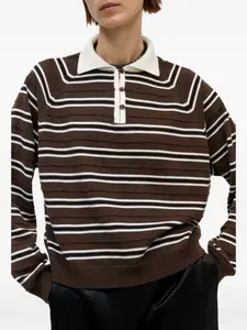 Поло в полоску из мериносовой шерсти Cordera, коричневый