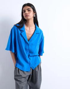 Супермягкая рубашка из купро Topshop в кобальтовом цвете