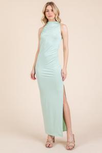 Женское платье макси с вырезом на спине, сборками по бокам и разрезом TRUEDAMES, мятный