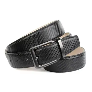 Кожаный ремень Anthoni Crown, карбоновый дизайн, черный