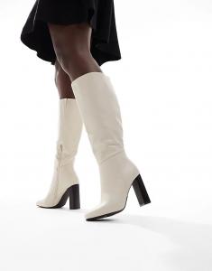 Сапоги SEQWL Boost Stack на каблуке кремового цвета