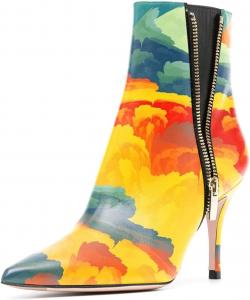 Женские модные сапоги FSJ с принтом, на каблуке-стилет, с двухсторонней молнией, заостренным носком и высоким каблуком, ботильоны Челси, для вечеринок и офиса, размеры 4-15 M US, Watercolor
