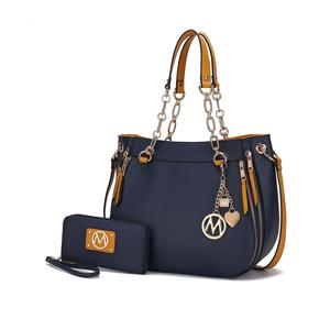Комплект из женской сумки через плечо и кошелька Lina от Mia K MKF Collection By Mia K., цвет navy mustard