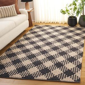 Ковер SAFAVIEH, 153 x 244 см, - коллекция Natural Fiber Couture - Black & Beige, ручной работы из шерсти, идеально для гостиной, спальни, столовой (NFC105Z)