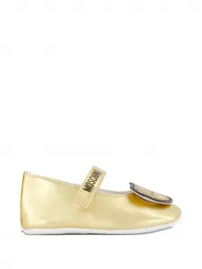 Балетки с ремешком и отделкой под плюшевого мишку Moschino Kids, золотой