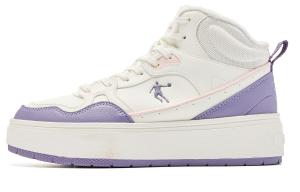 Термостойкие нескользящие и устойчивые к истиранию кроссовки Mid Top для женщин белый фиолетовый QIAODAN, айвори/Porcelain Grey фиолетовый