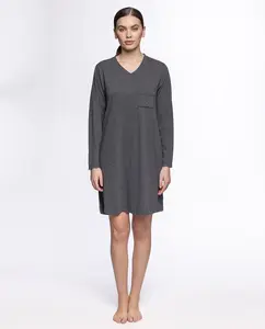 Длинная ночная рубашка из эластичного хлопка Punto Blanco, серый