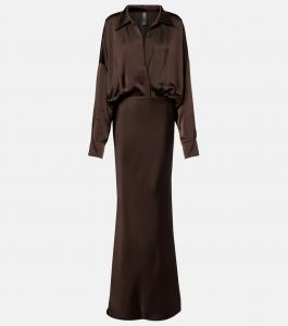 Атласное платье Norma Kamali, коричневый