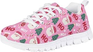 Детские кроссовки Forchrinse для девочек и мальчиков, шнуровка, беговые и теннисные, легкая спортивная обувь, обувь для праздничных мероприятий, Santa Claus Printed