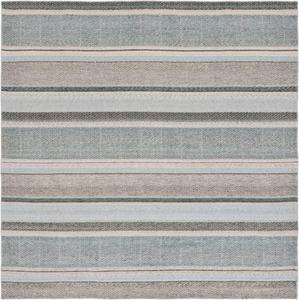 Ковер SAFAVIEH, 214 x 214 см,  Cabo Collection, Black/Light Blue, геометрический рисунок, идеален для помещений с высокой проходимостью в гостиной, спальне, столовой (CAB370Z)