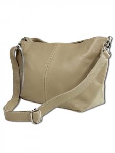 Наплечная сумка Toscanto Schultertasche, Umhängetasche Leder taupe, beige ca. 29cm