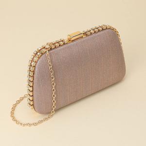 Вечерняя сумочка-клатч через плечо с отделкой стразами FASHNZFAB, champagne