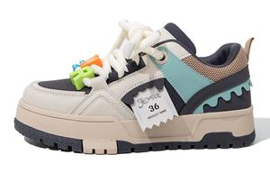 Женские противоскользящие износостойкие низкие кеды для скейтбординга Feiyue бежево-голубые