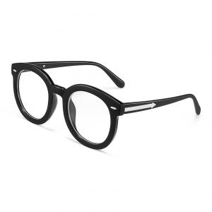 Morakot Пластиковая круглая оправа для очков унисекс черная, Classic Black Frame with Silver Logo and Cute Round Frame