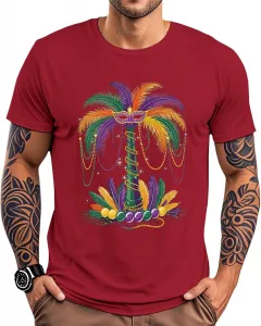 Футболка Mardi Gras для мужчин, Palm Tree, с круглым вырезом
