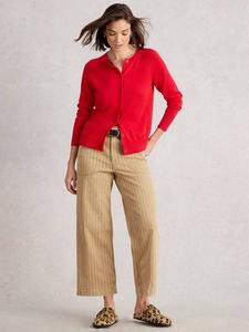 Фасон Tia из органического хлопка с полосками и широкими укороченными штанинами White Stuff