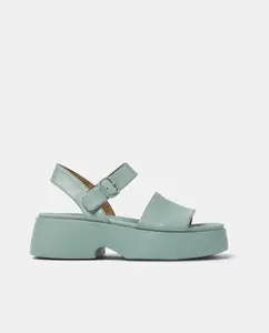 Женские кожаные босоножки Tasha на платформе Camper, зеленый