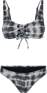 Комплект бикини Urban Classics Ladies Lace Up Tie Dye Bikini, черно-белый