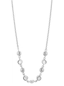 Adeliás Женское колье из нержавеющей стали с перламутровой вставкой, размер 41+5, серебро
