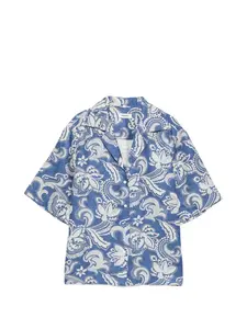 Рубашка с короткими рукавами и принтом Sandro, синий