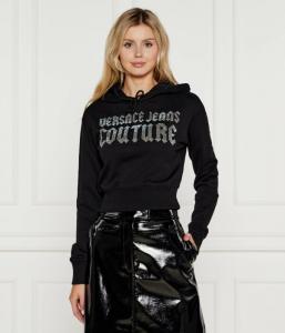 Толстовка женская Versace Jeans Couture укороченная со стразами, черный
