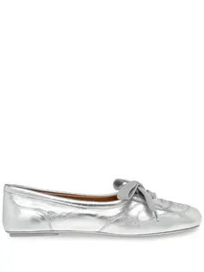 Балетки со шнуровкой и перфорацией Gianvito Rossi, серебристый