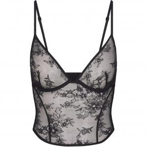 Ультратонкое кружевное корсетное бюстгальтер-камисоль с глубоким вырезом Women's ONYX/Onyx Skims, Onyx/Onyx