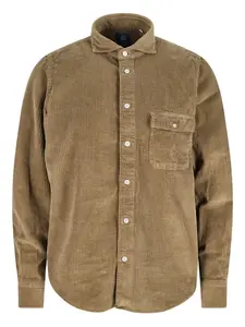 Вельветовая рубашка Salina с карманом Finamore 1925 Napoli, коричневый