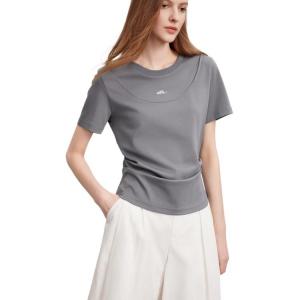 Футболка женская с круглым вырезом и зауженной талией ELLE, medium серый