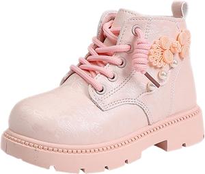 Ботильоны IWIHMIV с боковой молнией и шнуровкой, короткие ботинки для девочек, модная, удобная, теплая обувь с нескользящей подошвой, Red