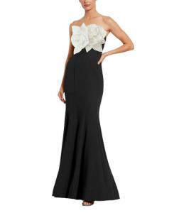 Креповая свадебное платье-русалка без бретелей с 3D цветами Mac Duggal, мультиколор