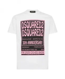 Футболка с юбилейным принтом Dsquared2, белый